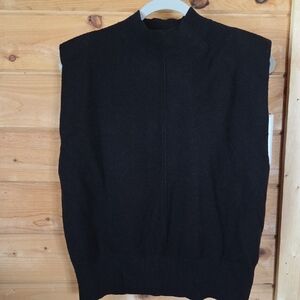 Black Sleeveless Turtleneck Sweater